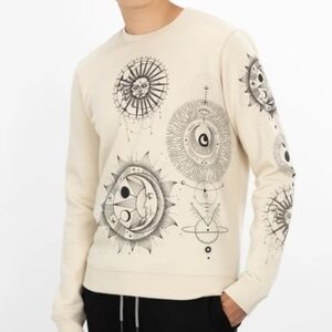 Wild Rooster Graphic Crewneck Sweatshirt Oatmeal/Celestial Large